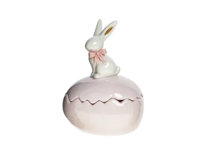 Шкатулка Зайчик с розовым бантиком 13 см