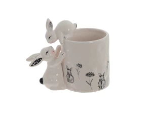 Второе фото. Конфетница с двумя зайцами 14 см белый