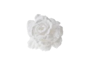 Елочное украшение Роза в снегу на клипсе