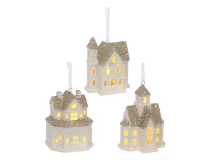 Второе фото. Елочное украшение Домик с подсветкой