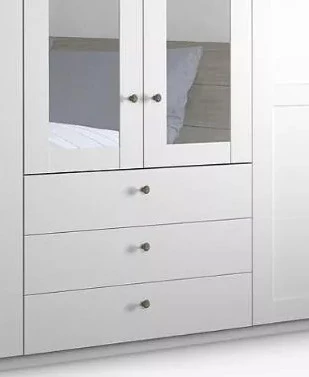 Шкаф распашной 6-ти дверный с зеркалом - аналог IKEA BRIMNES, 50х240х220 см, белый (изображение №3)