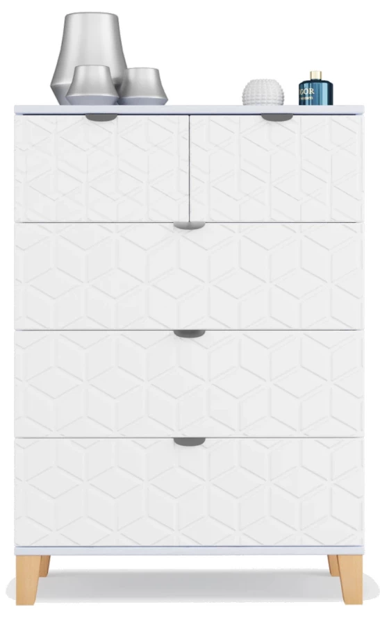 Комод с 5 ящиками - аналог IKEA BESTA, 40х70х100 см, белый глянец (изображение №2)