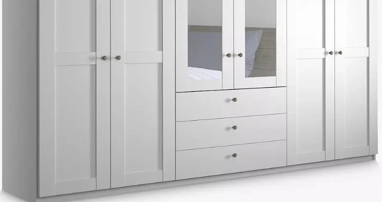 Шкаф распашной 6-ти дверный с зеркалом - аналог IKEA BRIMNES, 50х240х220 см, белый (изображение №4)
