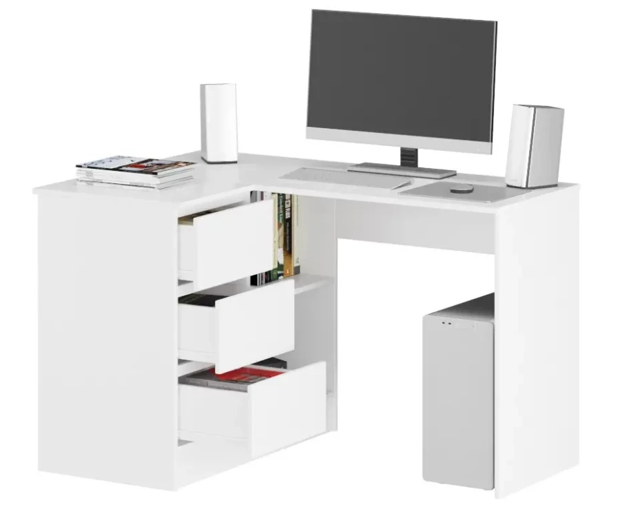Стол компьютерный с 3 ящиками - аналог IKEA MALM, 85х124 см, белый (изображение №2)