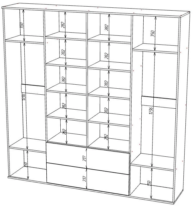 Шкаф распашной 6-ти дверный - аналог IKEA BESTA, 40х200х210 см, аквамарин (изображение №2)