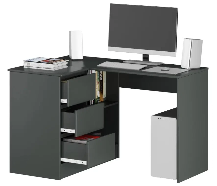 Стол компьютерный с 3 ящиками - аналог IKEA MALM, 85х124 см, графит (изображение №2)
