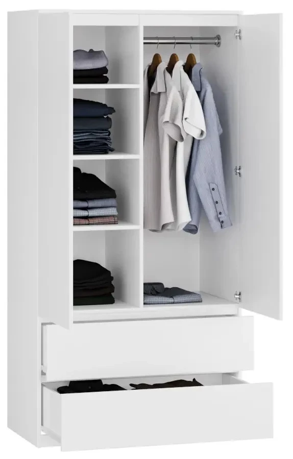 Шкаф распашной - аналог IKEA MALM, 90x180х50 см, белый (изображение №4)