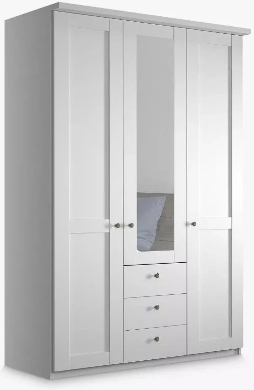 Шкаф распашной 3-х дверный с зеркалом - аналог IKEA BRIMNES, 50х120х220 см, белый (изображение №1)
