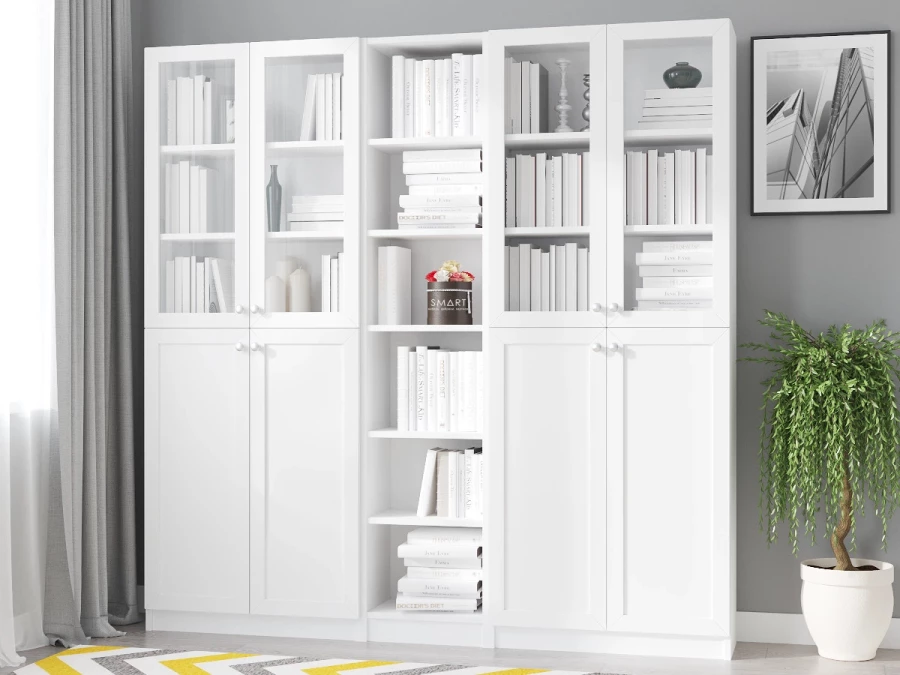 Шкаф книжный Билли- аналог IKEA BILLY/OXBERG 202х200х30,белый (изображение №1)