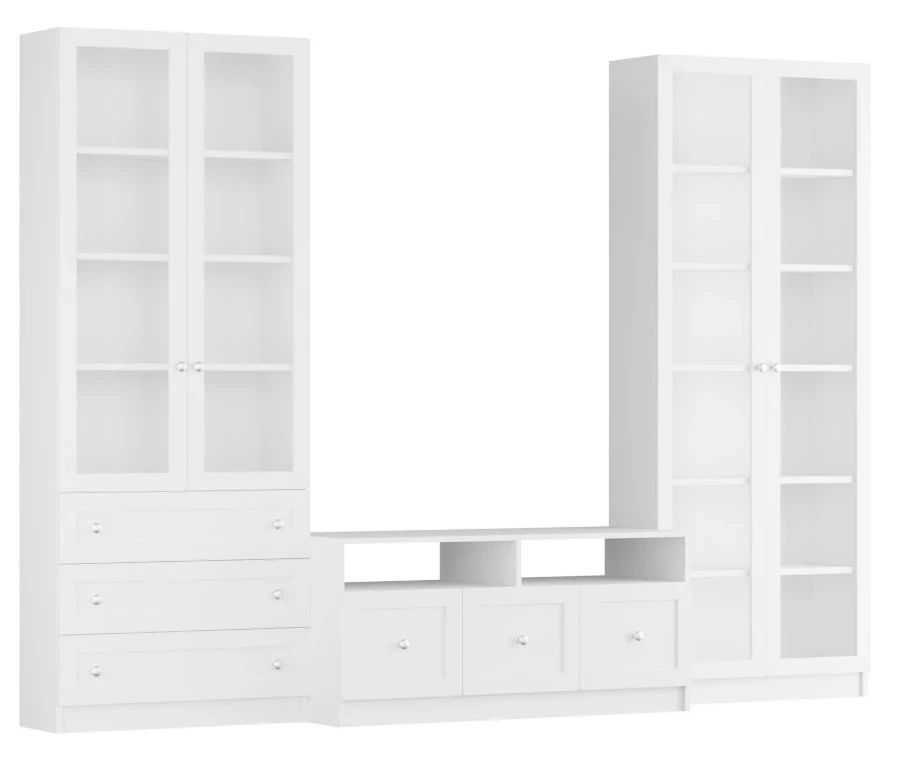 Стенка модульная Билли-аналог IKEA BILLY/OXBERG 202х280х40,белый (изображение №2)