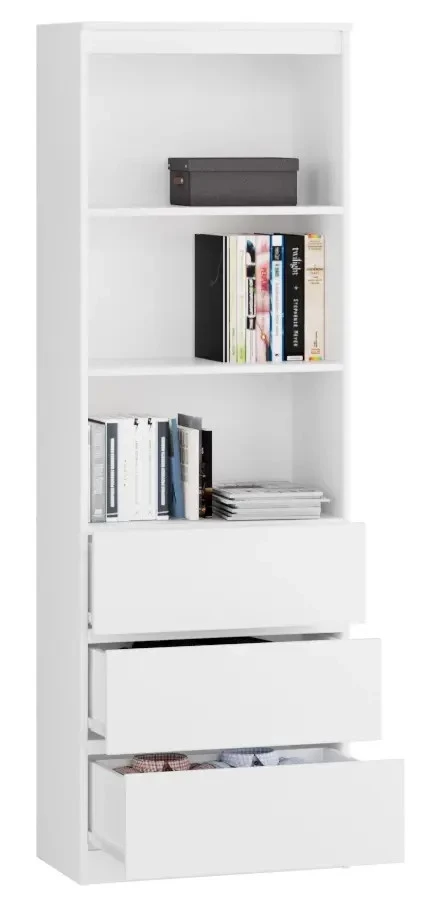 Стеллаж с 3 ящиками - аналог IKEA BILLY, 180х60х35 см, белый (изображение №4)