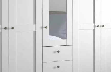Шкаф распашной 5-ти дверный с зеркалом - аналог IKEA BRIMNES, 50х200х220 см, белый (изображение №3)