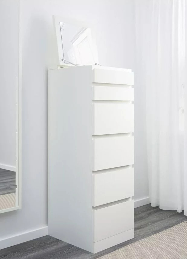 Комод с 6 ящиками - аналог IKEA MALM, 40x135 см, белый