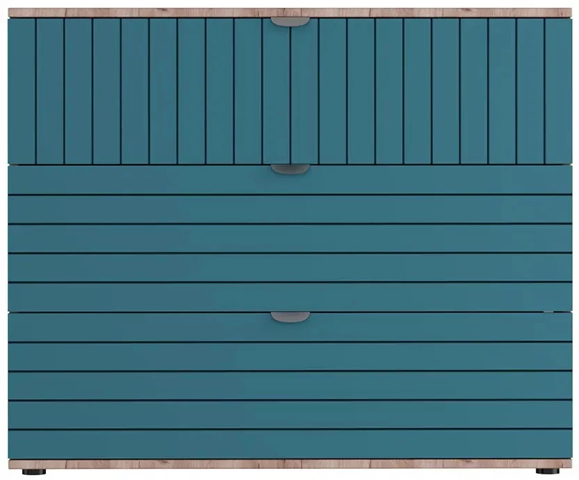 Комод с 3 ящиками - аналог IKEA BESTA, 50х93х76 см,  аквамарин/коричневый (изображение №3)