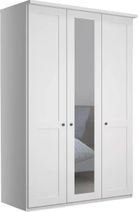 Шкаф распашной 3-х дверный с зеркалом - аналог IKEA BRIMNES, 50х120х220 см, белый