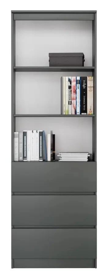 Стеллаж с 3 ящиками - аналог IKEA BILLY, 180х60х35 см, графит (изображение №2)