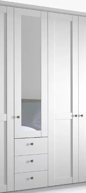 Шкаф распашной 5-ти дверный с зеркалом - аналог IKEA BRIMNES, 50х200х220 см, белый (изображение №4)