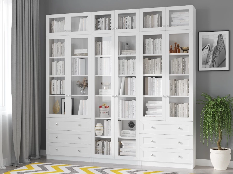Шкаф книжный Билли-аналог IKEA BILLY/OXBERG 237х240х30,белый (изображение №1)