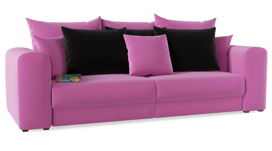 Диван Мэдисон вельвет Люкс Фиолетовый подушки черные (изображение №1)