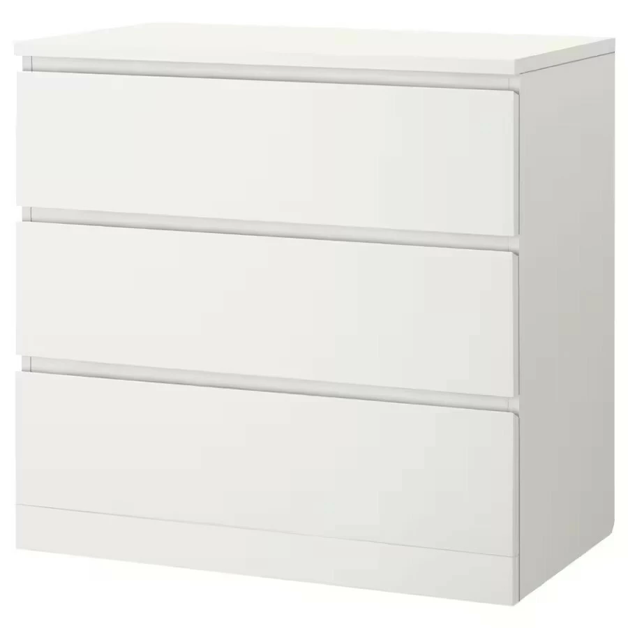 Комод с 3 ящиками - аналог IKEA MALM, 60x75 см, белый (изображение №2)