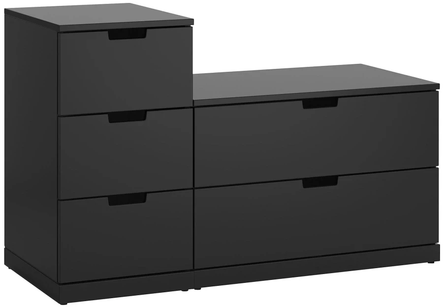 Комод с 5 ящиками - аналог IKEA  NORDLI, 90x45 см, черный (изображение №3)
