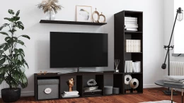 Шкаф для ТВ - аналог IKEA BILLY/BESTA, 189x39x147 см, коричневый