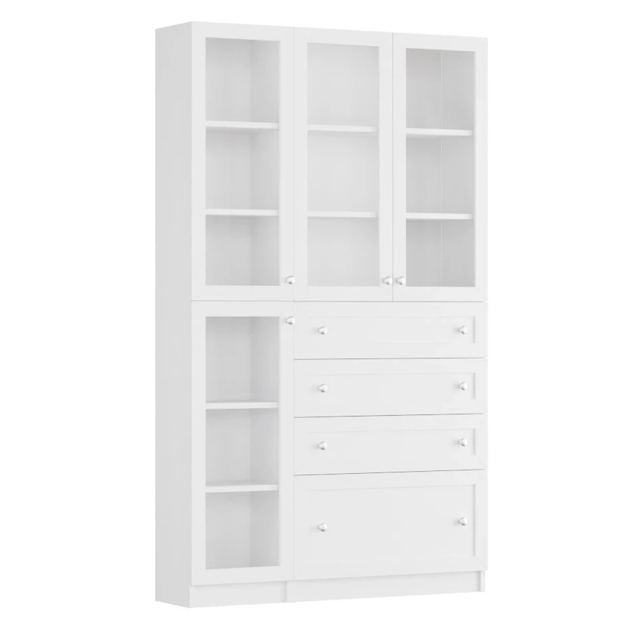 Шкаф книжный Билли- аналог IKEA BILLY/OXBERG 202х120х30, белый (изображение №2)