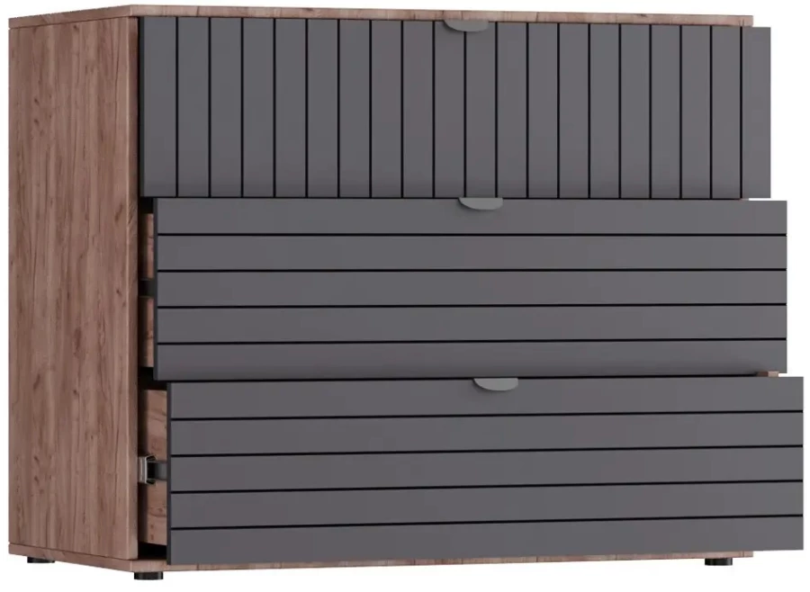 Комод Ксантис Марвин с 4-мя ящиками графит коричневый (изображение №2)