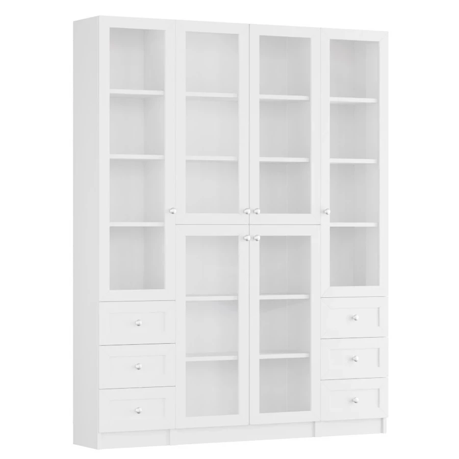 Шкаф книжный Билли-  аналог IKEA BILLY/OXBERG 202х160х30, белый (изображение №2)