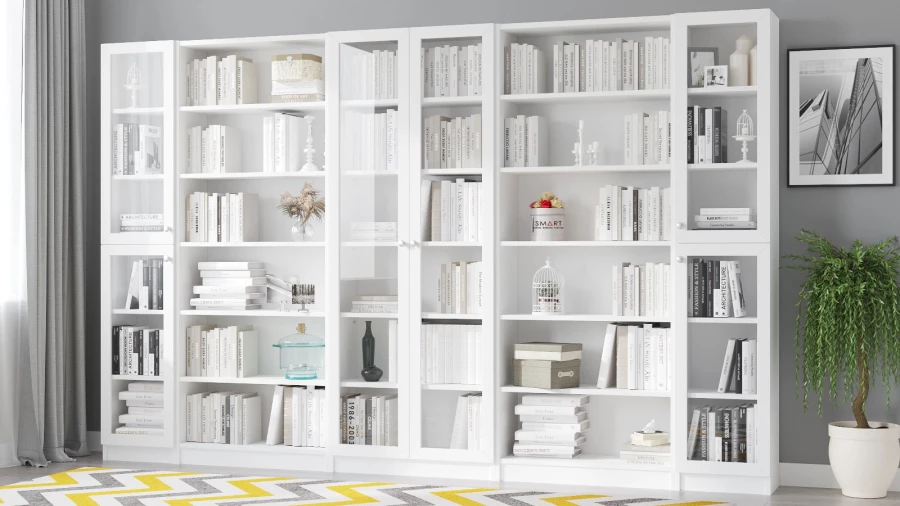 Шкаф книжный Билли-аналог IKEA BILLY/OXBERG 202х320х30,белый (изображение №1)