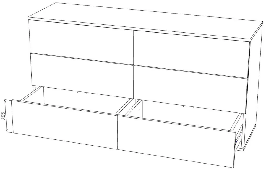 Комод с 6 ящиками - аналог IKEA BESTA, 40х140х80 см, молочный (изображение №2)