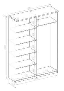 Шкаф распашной 4-х дверный с зеркалом - аналог IKEA BRIMNES, 50х160х220 см, белый