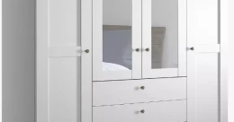 Шкаф распашной 4-х дверный с зеркалом - аналог IKEA BRIMNES, 50х160х220 см, белый