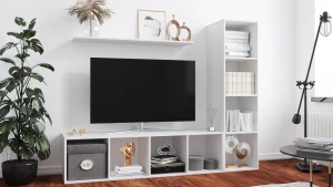 Шкаф для ТВ - аналог IKEA BILLY/BESTA, 189x39x147 см, белый