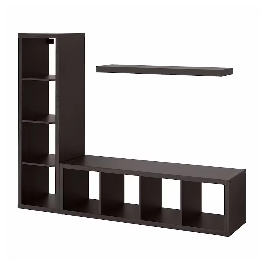 Шкаф для ТВ - аналог IKEA BILLY/BESTA, 189x39x147 см, коричневый (изображение №3)