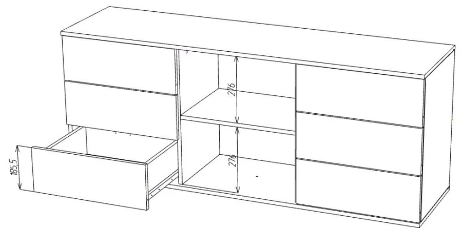 Комод с 7 ящиками - аналог IKEA BESTA, 40х150х70 см, молочный (изображение №2)