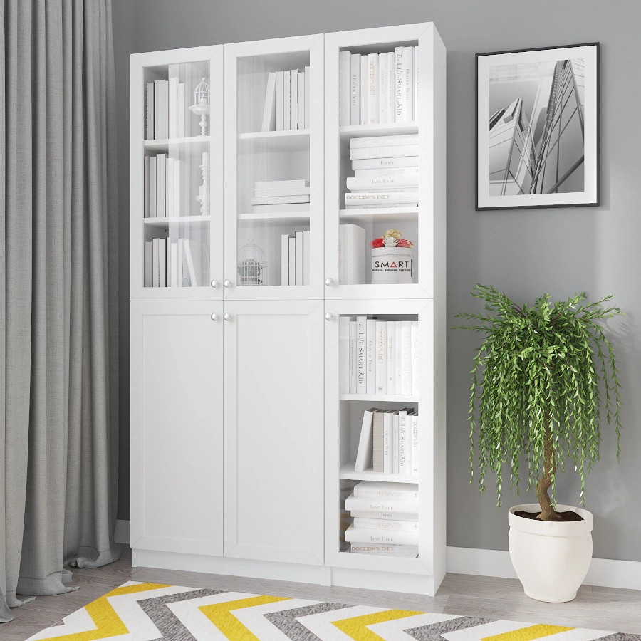 Шкаф книжный Билли - аналог IKEA BILLY/OXBERG 202х120х30, белый
