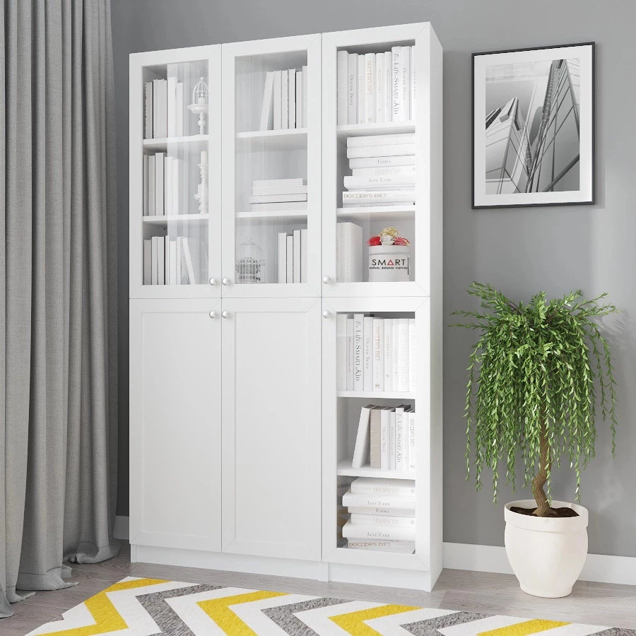Шкаф книжный Билли - аналог IKEA BILLY/OXBERG 202х120х30, белый (изображение №1)