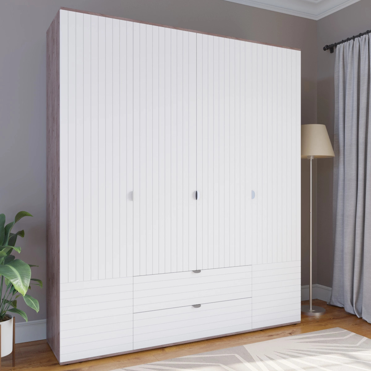 Шкаф распашной 4-х дверный - аналог IKEA BESTA, 50х185х215 см, белый