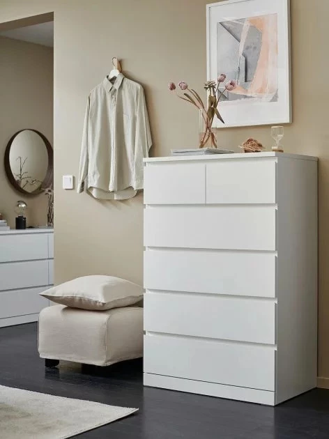 Комод с 6 ящиками - аналог IKEA MALM, 60x118 см, белый (изображение №5)