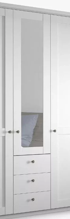 Шкаф распашной 3-х дверный с зеркалом - аналог IKEA BRIMNES, 50х120х220 см, белый (изображение №2)