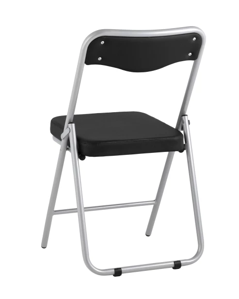 Складной стул Джонни экокожа черный каркас металлик (изображение №6)