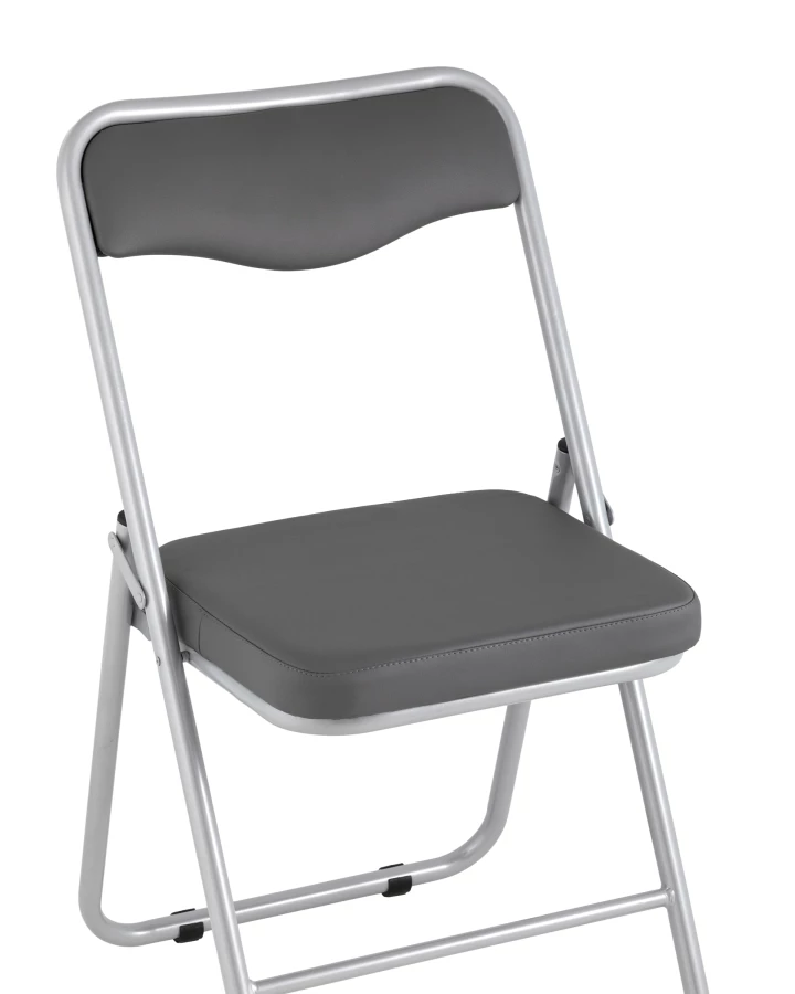 Складной стул Джонни экокожа серый каркас металлик (изображение №2)