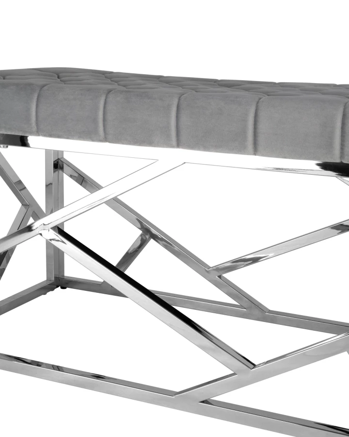 Банкетка-скамейка АРТ ДЕКО велюр серый сталь серебро (изображение №3)