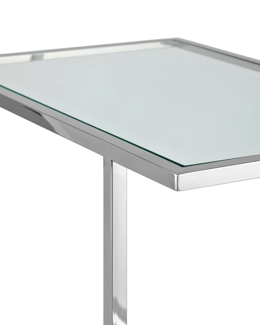 Журнальный столик 50*32 БОСТОН прозрачное стекло сталь серебро (изображение №2)