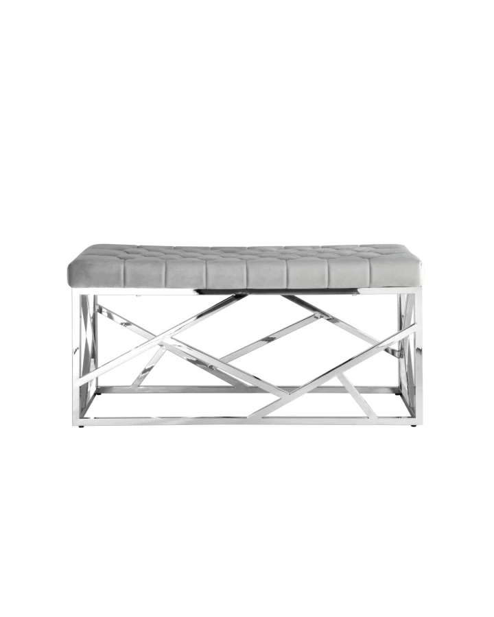 Банкетка-скамейка АРТ ДЕКО велюр серый сталь серебро (изображение №5)