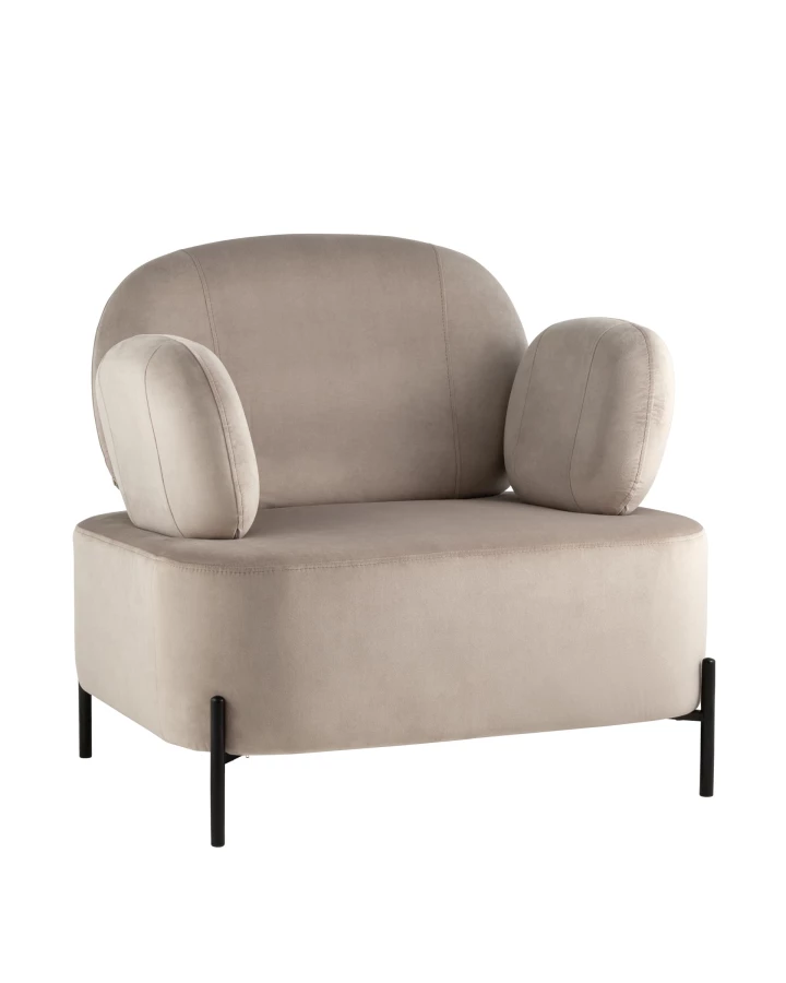 Кресло Кэнди с подлокотниками велюр светло-серый (изображение №1)