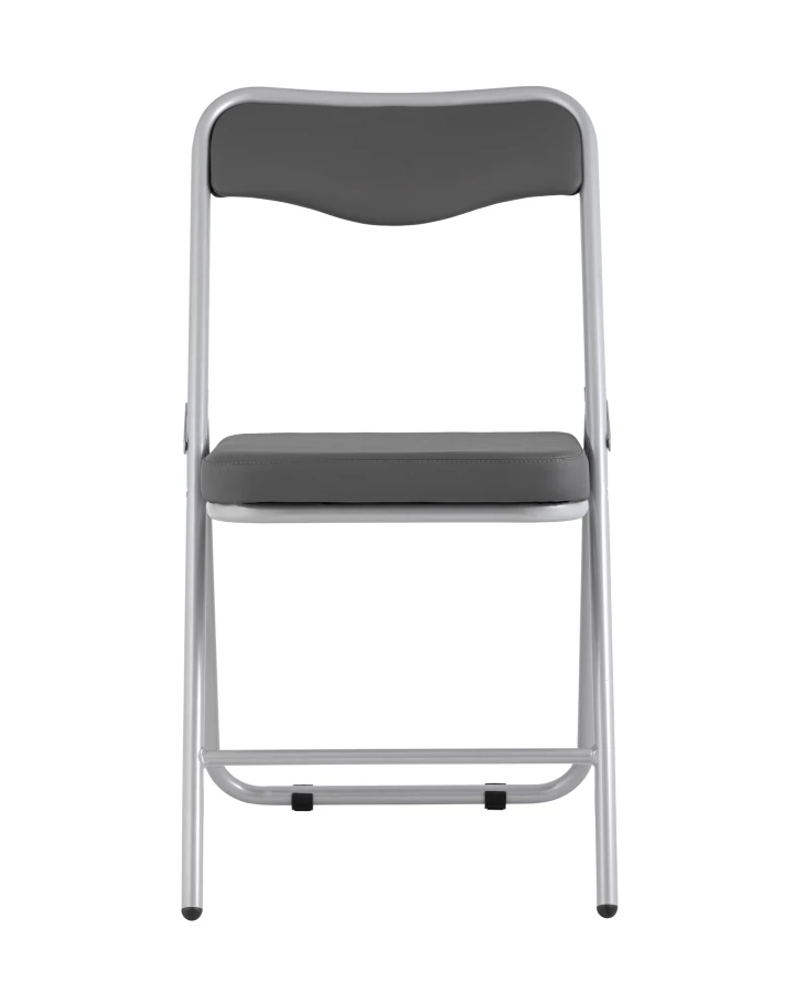 Складной стул Джонни экокожа серый каркас металлик (изображение №3)