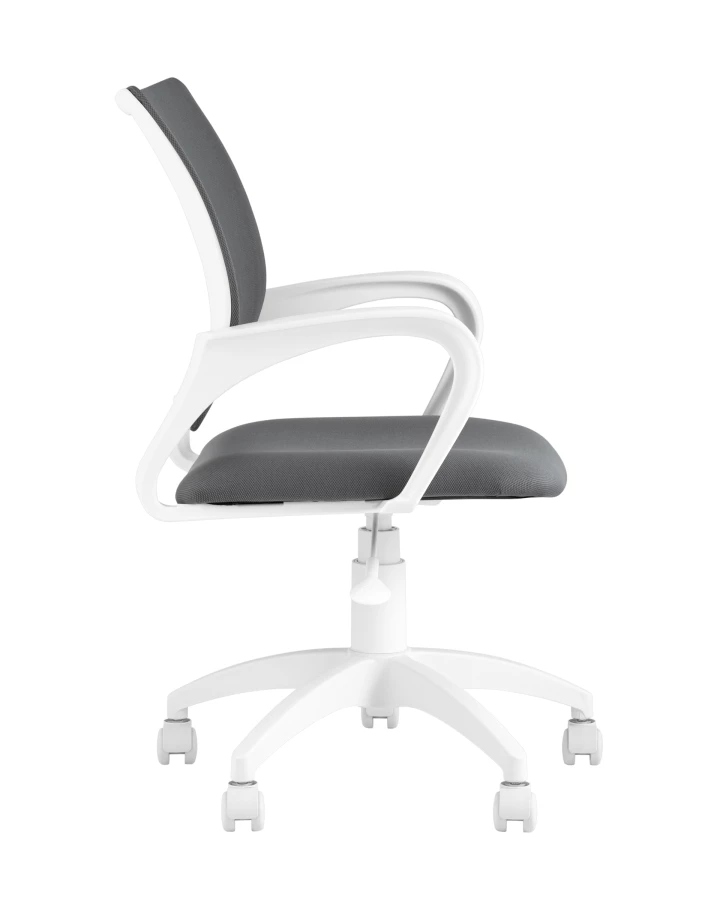 Кресло офисное Topchairs ST-BASIC-W серая ткань крестовина белый пластик (изображение №4)
