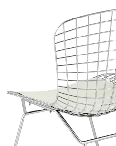 Стул обеденный Bertoia хромированный с белой подушкой